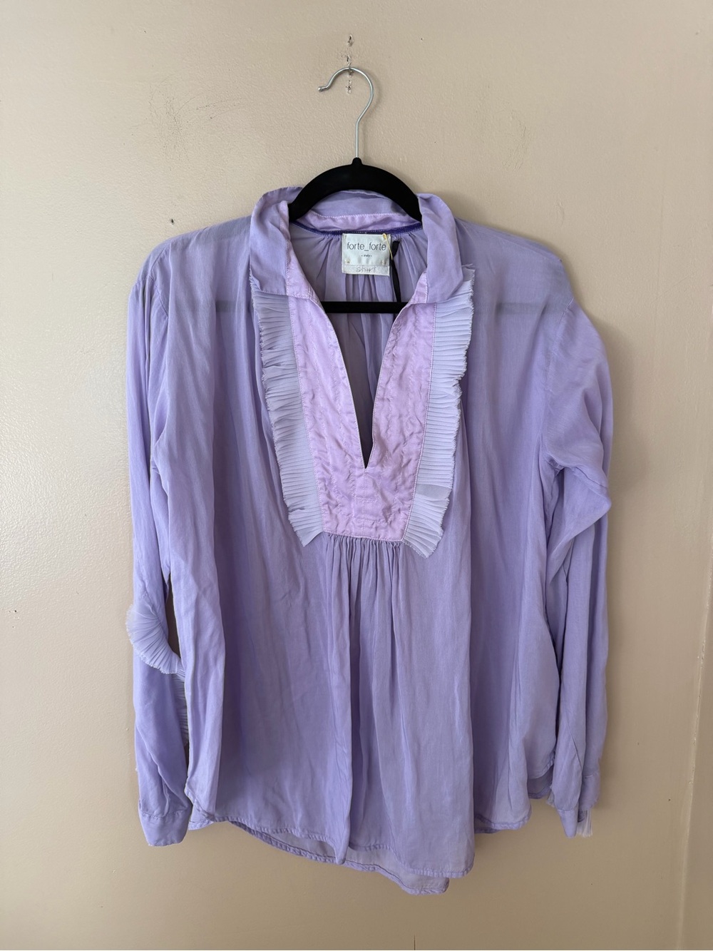 Forte Forte front panel shirt lilac Lavender Ruffle Blouse top $445 sz II 6 - Picture 7 of 14